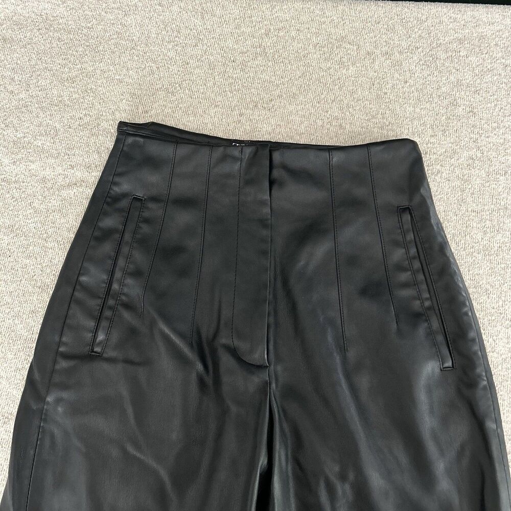 Zara Faux Leather Pants Womens XS Pleated Black Pockets